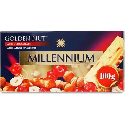 Шоколад Millennium Gold NEW білий з цілим горіхом 100г
